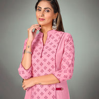 Laxmipati Ruby Pink Straight Cut Kurti With Narrow Slim Pant