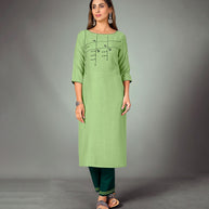 Laxmipati Mint Green Straight Cut Kurti With Narrow Slim Pant