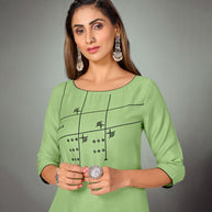 Laxmipati Mint Green Straight Cut Kurti With Narrow Slim Pant