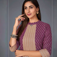 Laxmipati Cotton  Base Viny With Tan Brown Straight Cut Kurti With Mask