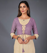 Laxmipati Cotton  Base Oat With Purple Straight Cut Kurti With Mask