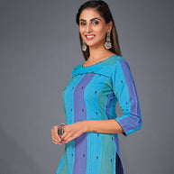 Laxmipati Pure Cotton Levendor Blue Straight Cut Kurti With Mask