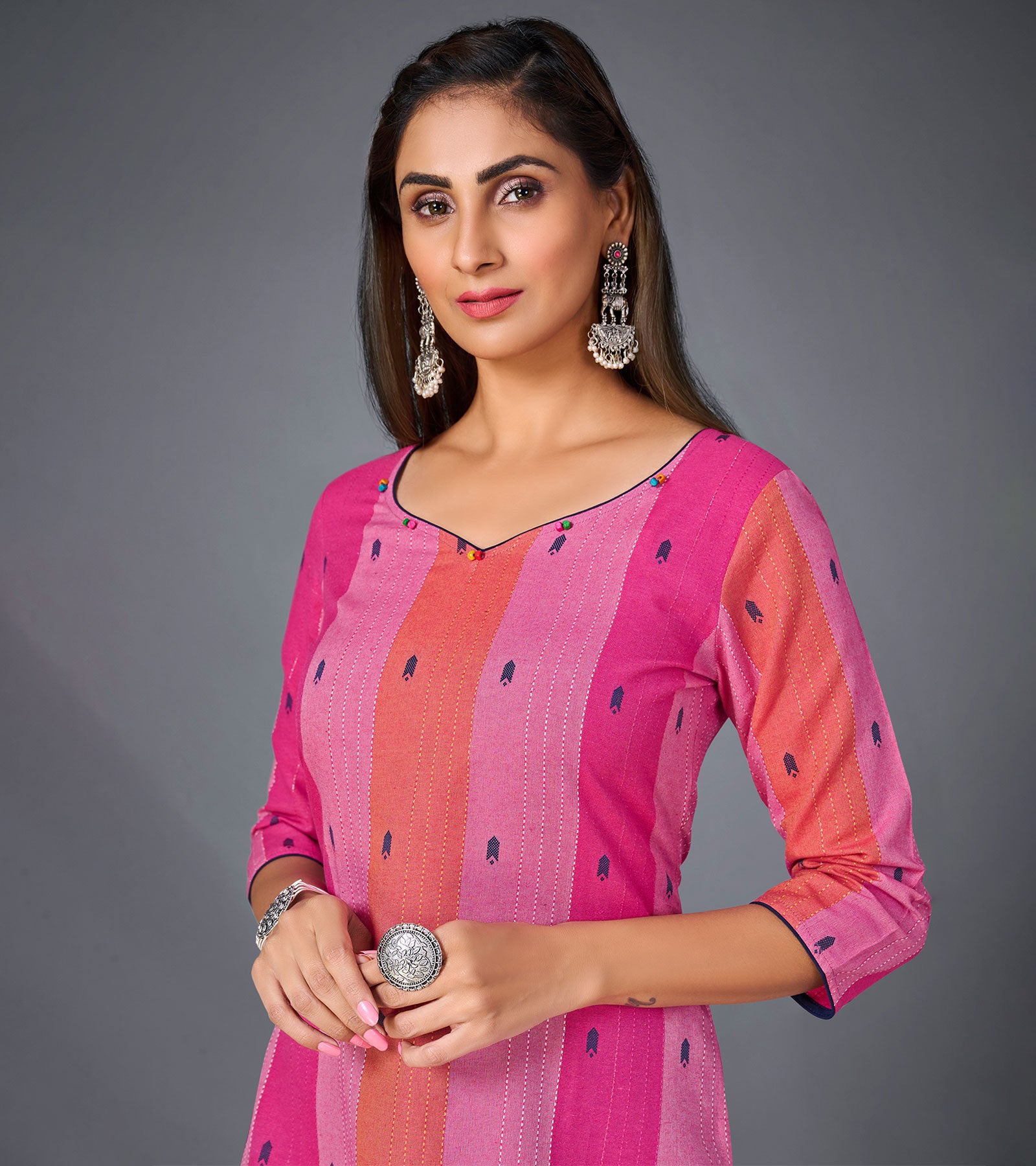 Laxmipati Pure Cotton Cotton Cany  Straight Cut Kurti With Mask