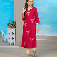 Laxmipati Rayon Deep Maroon Straight Cut Kurti