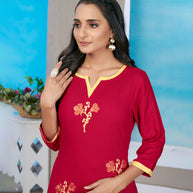 Laxmipati Rayon Deep Maroon Straight Cut Kurti