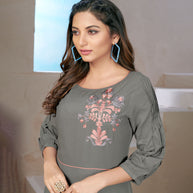 Laxmipati Rayon Slaty Grey Straight Cut Kurti