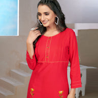 Laxmipati Rayon Coffee Brown Straight Cut Kurti