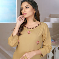 Laxmipati Rayon Tomato Red Straight Cut Kurti