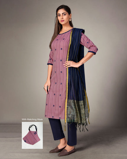Laxmipati Pure Cotton Dusty Purple Contract Dobby Designs With Duppata & Pant