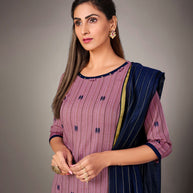 Laxmipati Pure Cotton Dusty Purple Contract Dobby Designs With Duppata & Pant