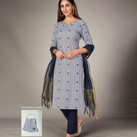 Laxmipati Pure Cotton Pearl Blue Contract Dobby Designs With Duppata & Pant