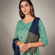 Laxmipati Pure Cotton Turquoise Green Contract Dobby Designs With Duppata & Pant