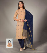 Laxmipati Pure Cotton Skin Brown Contract Dobby Designs With Duppata & Pant