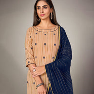 Laxmipati Pure Cotton Skin Brown Contract Dobby Designs With Duppata & Pant