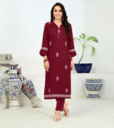 Laxmipati Rayon Mystery Maroon Straight Cut Kurti With Pant