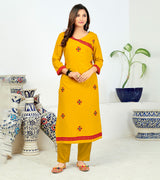 Laxmipati Rayon Gusto Gold Straight Cut Kurti With Pant