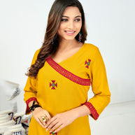 Laxmipati Rayon Gusto Gold Straight Cut Kurti With Pant