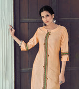 Laxmipati Nylon Viscose Dobby Pumpkin Peach Straight Cut Kurti