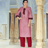 Laxmipati Nylon Viscose Dobby Taffy Pink Straight Cut Kurti