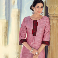 Laxmipati Nylon Viscose Dobby Taffy Pink Straight Cut Kurti