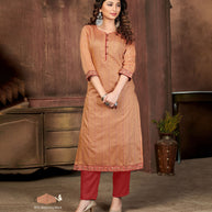 Laxmipati Chanderi Cotton Saddlle Beidge Straight Cut Kurti With Mask