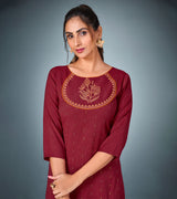 Laxmipati Cotton  Mehron Straight Cut Kurti With Pant & Mask