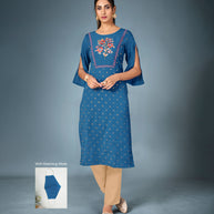 Laxmipati Cotton  Sand Blue Straight Cut Kurti With Pant & Mask