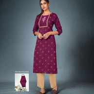 Laxmipati Cotton  Violet Straight Cut Kurti With Pant & Mask