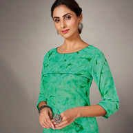 Laxmipati Mosul Cotton  Seafoam Green Straight Cut Kurti With Pant & Mask