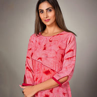 Laxmipati Mosul Cotton  Crimson Red Straight Cut Kurti With Pant & Mask