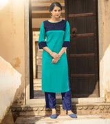 Laxmipati Ayon Romantic Rama Straight Cut Kurti With Self Textured Work