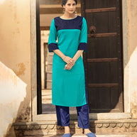 Laxmipati Ayon Romantic Rama Straight Cut Kurti With Self Textured Work