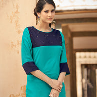 Laxmipati Ayon Romantic Rama Straight Cut Kurti With Self Textured Work