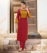 Laxmipati Ayon Mahogany Straight Cut Kurti With Self Textured Work