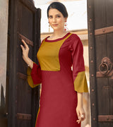 Laxmipati Ayon Mahogany Straight Cut Kurti With Self Textured Work