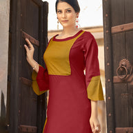 Laxmipati Ayon Mahogany Straight Cut Kurti With Self Textured Work