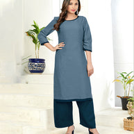 Laxmipati Poli Candy  Steel Grey Straight Cut Kurti With  Mask