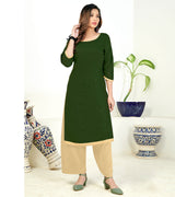 Laxmipati Poli Candy  Heena Green Straight Cut Kurti With  Mask