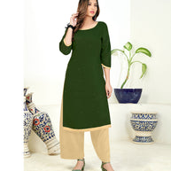 Laxmipati Poli Candy  Heena Green Straight Cut Kurti With  Mask