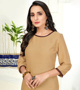 Laxmipati Poli Candy  Ginger Brown Straight Cut Kurti With  Mask