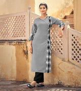 Laxmipati Rayon Chex With Swiss Slub Vivious T Grey Straight Kurta