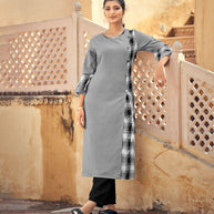 Laxmipati Rayon Chex With Swiss Slub Vivious T Grey Straight Kurta