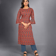 Laxmipati Cherry Cobbler Straight Cut Kurti With Digital Print
