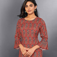Laxmipati Cherry Cobbler Straight Cut Kurti With Digital Print