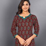 Laxmipati Rose Brown Straight Cut Kurti With Digital Print