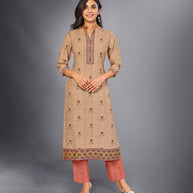 Laxmipati Light Ash Bland Straight Cut Kurti With Digital Print