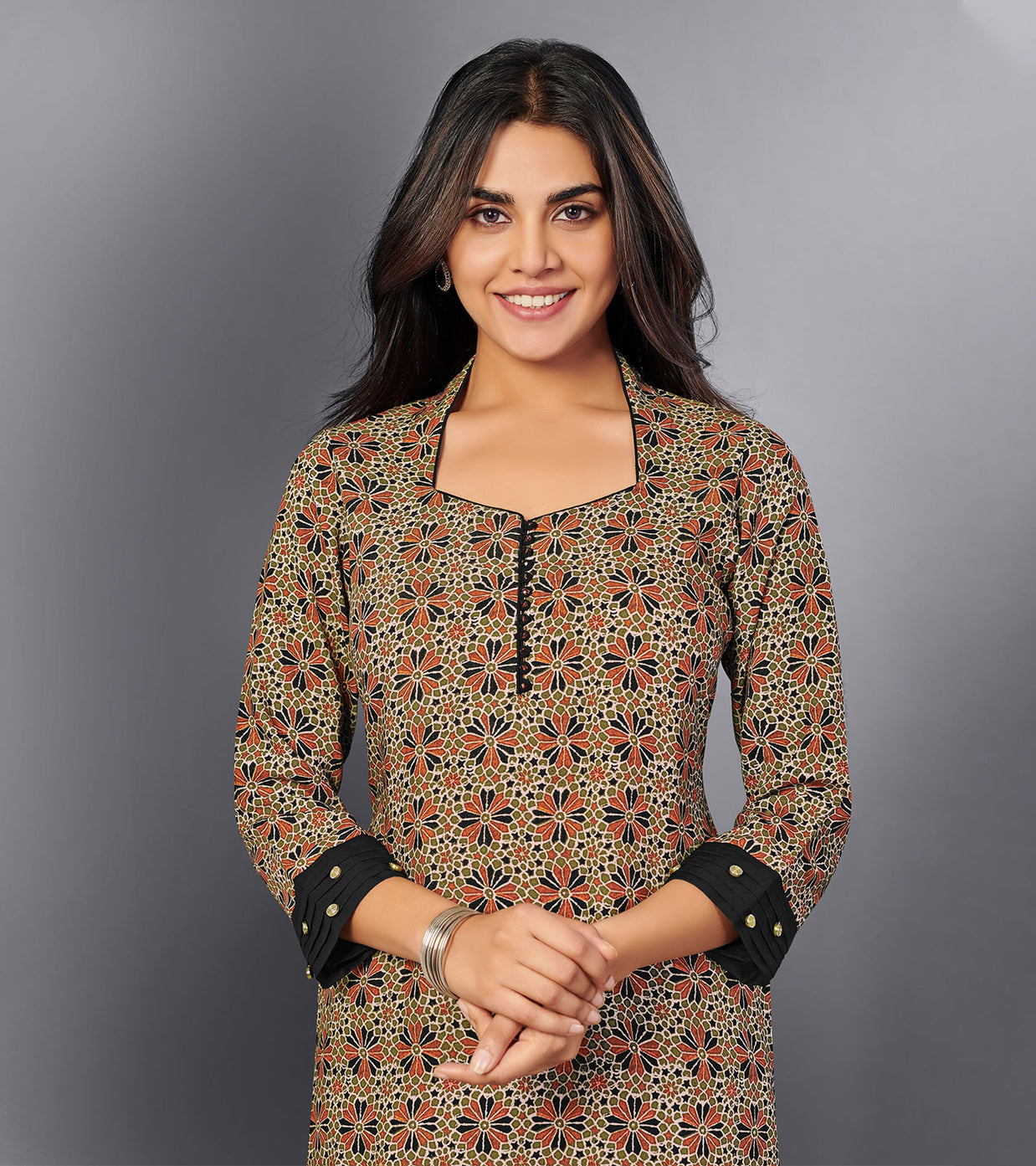 Laxmipati Coal Straight Cut Kurti With Digital Print