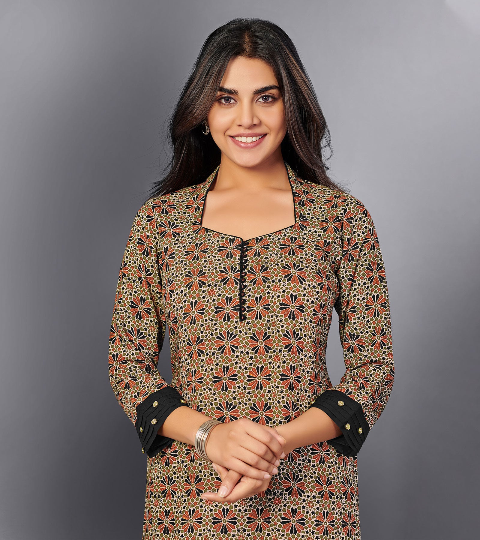 Laxmipati Coal Straight Cut Kurti With Digital Print