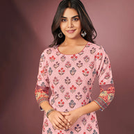 Laxmipati Candlelight Peach Straight Cut Kurti With Digital Print