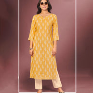 Laxmipati Gold Yellow Straight Cut Kurti With Digital Print
